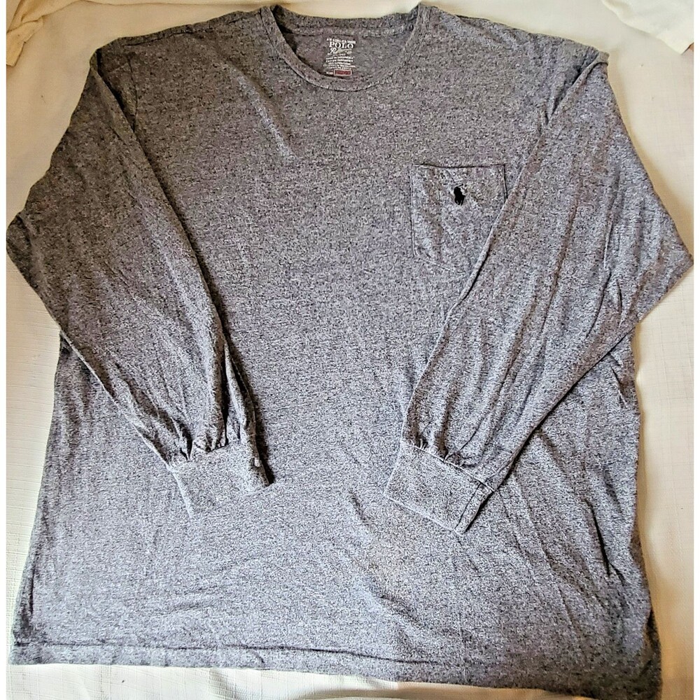 Polo Ralph Lauren Pocket T Shirt Men's 2XL Gray Heather Long Sleeve Pony Logo